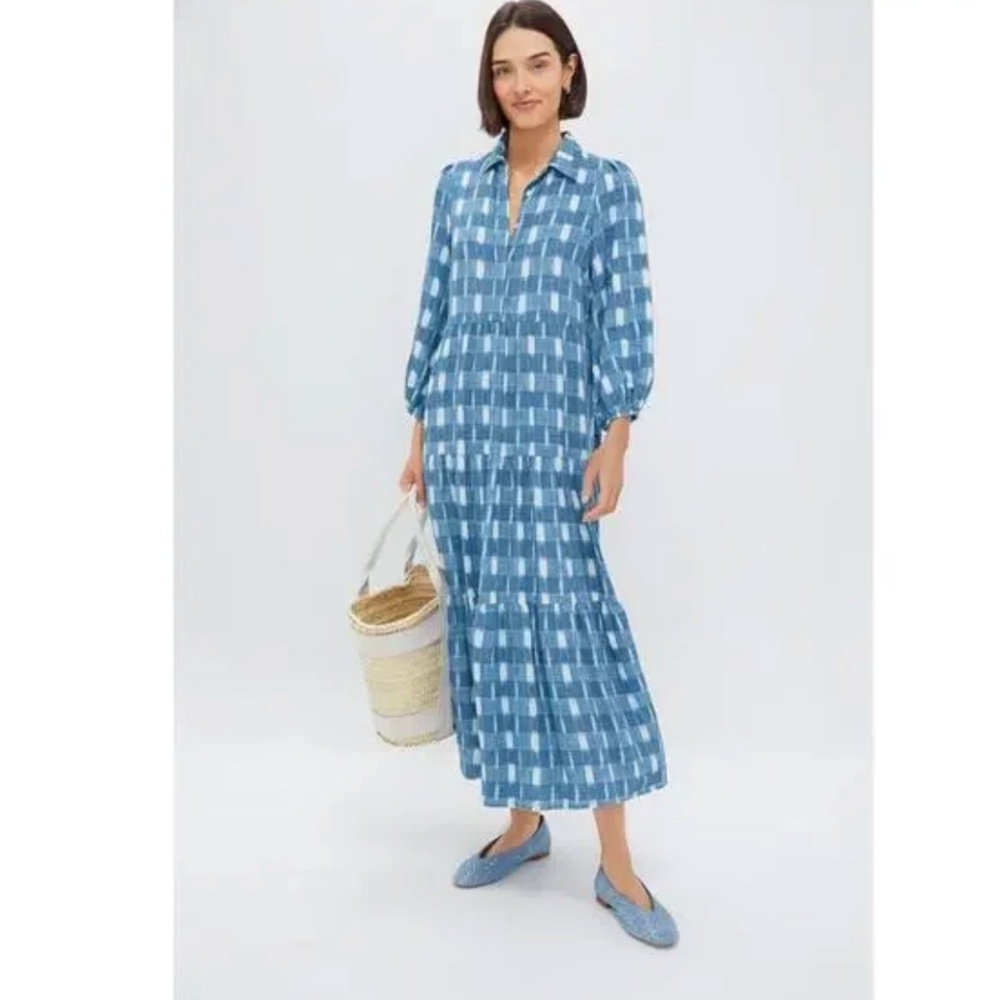 Tuckernuck Pomander Place Blue Ikat Mabel Maxi Dress - Picture 3 of 9